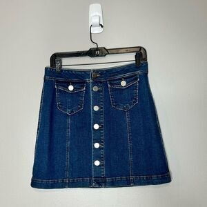 Loft Denim Button Front Mini Skirt